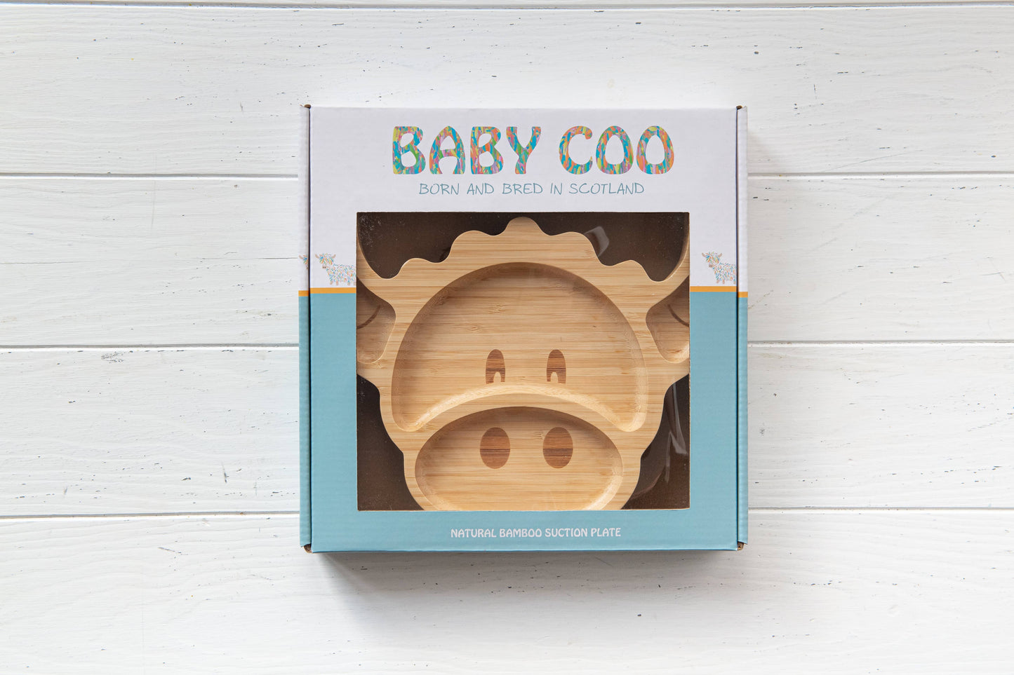 Baby Coo - Highland Cow Bamboo Suction Plate & Gift Box