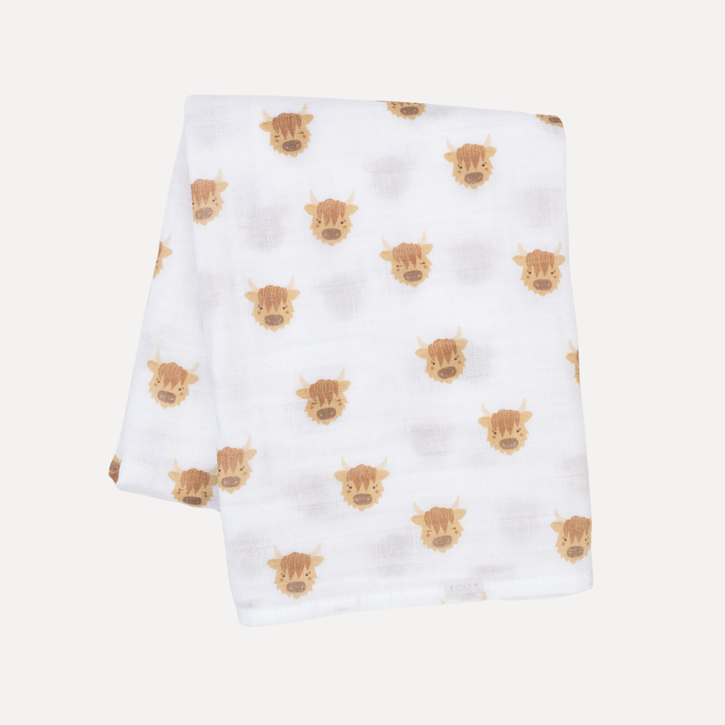 Lulujo Cotton Swaddle – Scottish Highland Cows – 47×47″