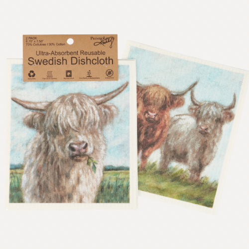 Highland Coo Swedish Dishcloth Set